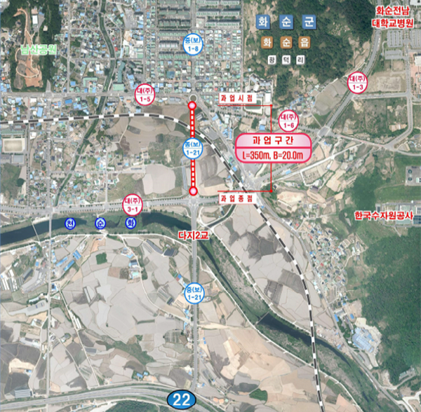 현대자동차 ~ 다지교간 도시계획도로. [사진=화순군]